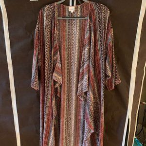 EUC LuLaRoe Shirley Kimono- L - Black Pink Gypsy